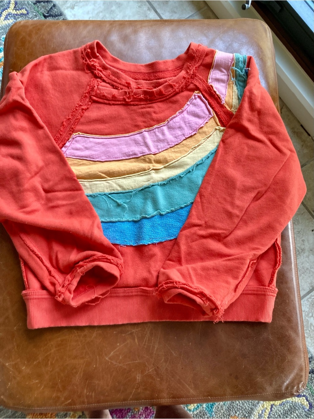 Anthropologie poppy orange oversized sweatshirt